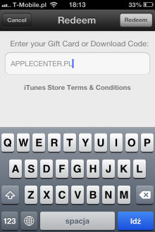 Kod do AppStore - jak użyć, gdzie wpisać? iPhone AppStore - Redeem download code