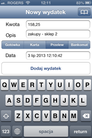 Moje wydatki - iOS (iPhone, iPod touch)