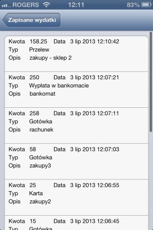 Moje wydatki - iOS (iPhone, iPod touch)