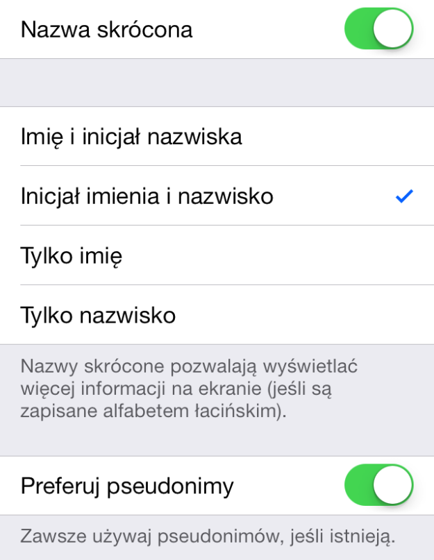 Nazwa skrócona - iOS 7 beta 5