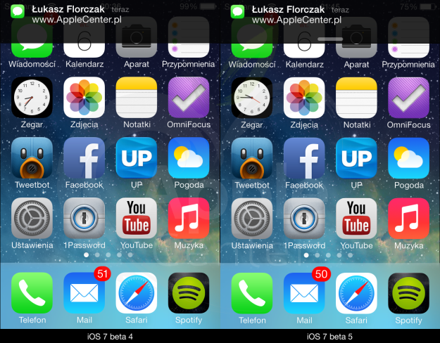 Powiadomienia - iOS 7 beta 5