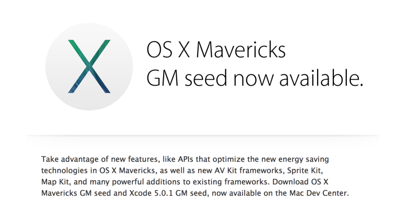 OS X Mavericks Golden Master