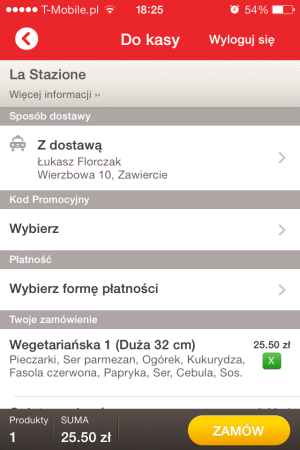 PizzaPortal.pl - aplikacja mobilna na iPhone'a